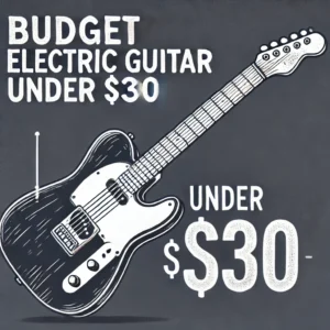 A budget electric guitar under $300 with a solid-body design, basic finish, bolt-on maple neck, and standard single-coil pickups, ideal for beginners.