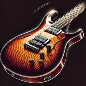 The PRS SE Custom 24 electric guitar with a cherry sunburst finish, signature bird inlays, and tremolo bridge, delivering high-quality craftsmanship and sound in 2025.