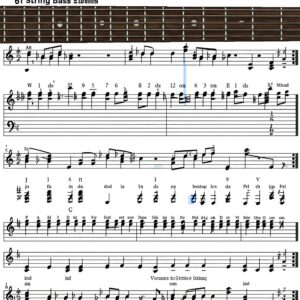 Example of bass guitar tablature specifically for 6 bass strings, showing notation for different notes.