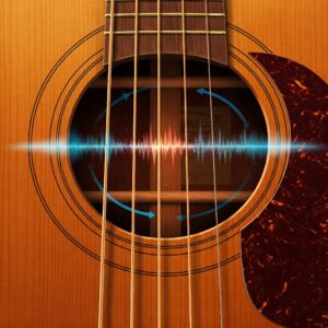  "Illustration focusing on the soundhole of an acoustic guitar and its role in sound projection." Acoustic guitar vs Electric guitar