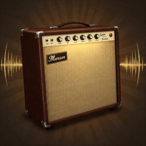 Illustration highlighting the warm, natural tone and power of a dedicated guitar amplifier. Guitar amp vs Multi-effects pedal