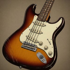 Electric guitar equipped with single coil pickups, commonly found on models like the Fender Stratocaster. Single coil vs Humbucker pickups