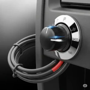 Illustration of a standard wired bass knob for amp, typically used to control amplifier bass levels from the driver's seat.