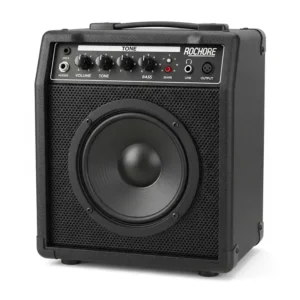 "Compact combo acoustic bass amp with a single speaker, perfect for practice or small gigs."