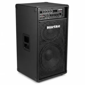 Robust Hartke bass guitar amp cabinet, designed to deliver deep, clear bass tones.