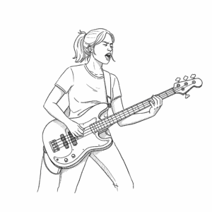 "Detailed view of the fretboard on a left handed bass guitar, showing string placement."