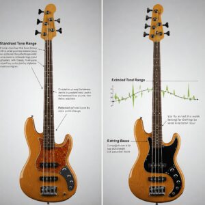 Comparing the tonal range of a 4-string and a yamaha 5 string bass.