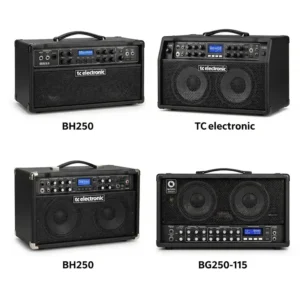 Side-by-side comparison of various TC Electronic bass amp models, showcasing their unique designs and features. 
