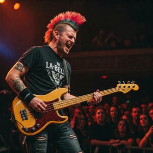 Bass player performing with la bella bass strings, known for their reliable performance.