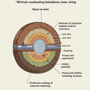 "Cross-section illustration showing the protective coating on an elixir bass string."