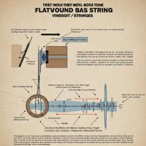 Diagram illustrating the warm, mellow tone produced by flatwound bass guitar strings.