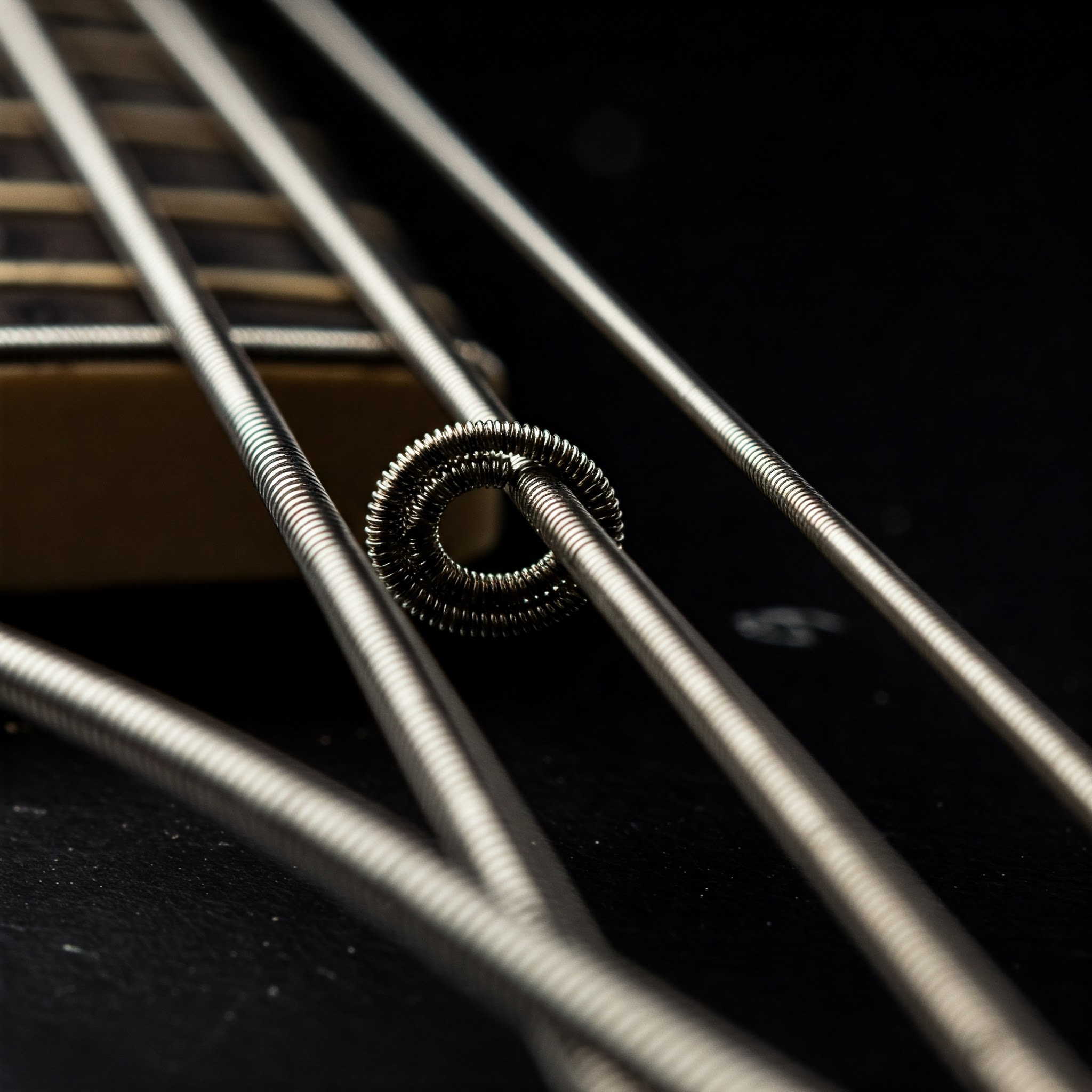 Close-up view of la bella bass strings, highlighting their quality and craftsmanship.