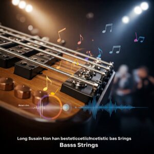 Illustration showcasing the long sustain characteristic of la bella bass strings.