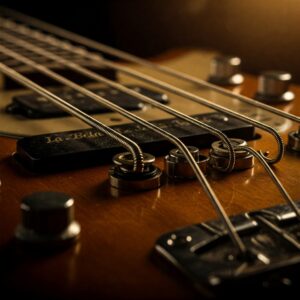 Visual representation of the rich and distinctive sound quality produced by la bella bass strings.