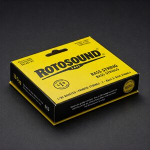 The distinctive packaging of a fresh set of rotosound bass strings.