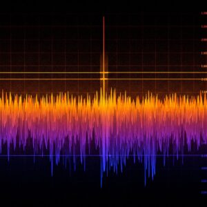 Visual representation of sound waves produced by a 12 string electric bass, showcasing its rich tone.