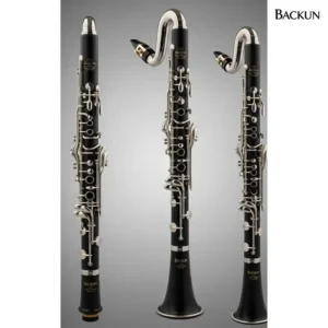 "Full view of the Backun Alpha Bass Clarinet, highlighting its ergonomic design and complete form."