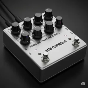 A studio-quality bass compressor pedal, essential for achieving consistent tone and dynamic control for the best bass pedals sound.
