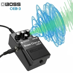 Image of a Boss CEB-3 Bass Chorus pedal, illustrating its ability to create lush, swirling modulation effects, ideal for adding depth to Boss bass pedals lines.