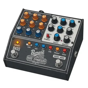 An illustration of a classic or vintage bass synthesizer pedal, showcasing its retro design and unique aesthetic, appealing to collectors.