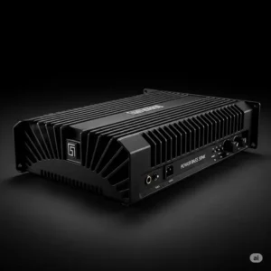 power bass amplifier showcasing an efficient heat sink design for optimal thermal management during extended use.