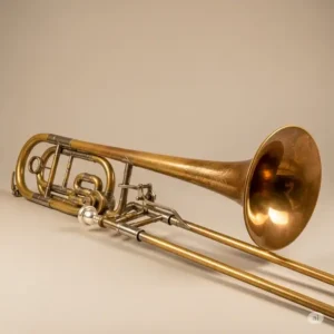 Vintage bass trombone for sale, showcasing its unique design and classic appeal.