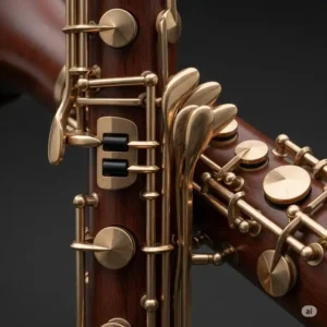 "A magnified view of the high-quality material used in the construction of the Backun Alpha Bass Clarinet, emphasizing its durability."