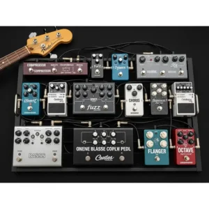 A fully assembled bass pedalboard with various best bass pedals connected, demonstrating an ideal setup for a bassist.
