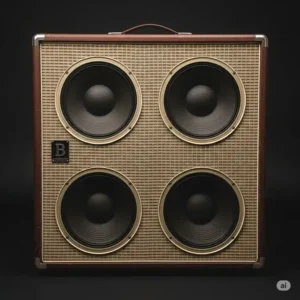 An isolated image of a classic design bass guitar cabinets, known for its iconic look and powerful audio output.