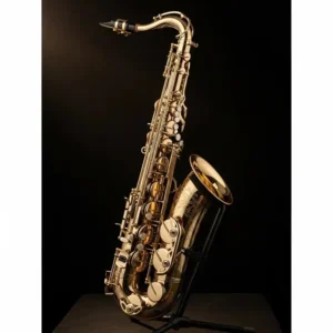 Brand new model of a bass saxophone for sale, highlighting its pristine condition and modern craftsmanship.