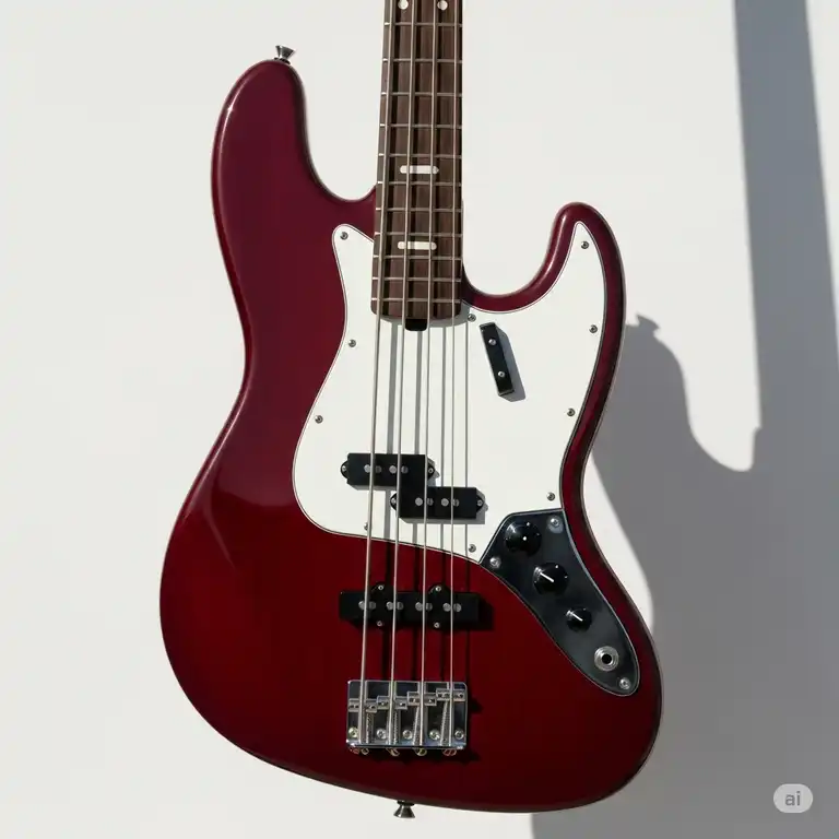 "A classic Fender Jazz Bass pickguard, highlighting its iconic design."