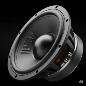 Close-up of a high-excursion driver, a key component in an earthquake bass speaker, demonstrating its robust construction.