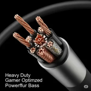 Close-up of a thick gauge speaker cable, illustrating internal wiring optimized for powerful bass response.