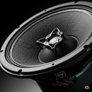 Close-up view of an 18-inch EV bass driver cone, showcasing its durable materials engineered for high-performance ev bass speakers 18 audio.