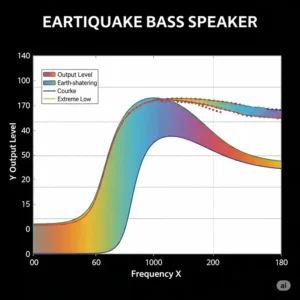 Graph illustrating the impressive low-frequency response of an earthquake bass speaker, showcasing its ability to reproduce deep tones.