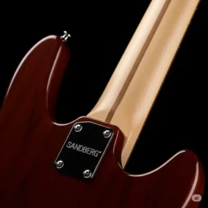 Image of the secure bolt-on neck joint and contoured heel on a Sandberg California bass, ensuring stability and comfortable upper fret access. A design advantage of the sandberg bass california.