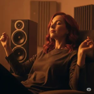 "Person enjoying high-fidelity music with clear, impactful sound, demonstrating the immersive audio experience provided by quality mid bass speakers."