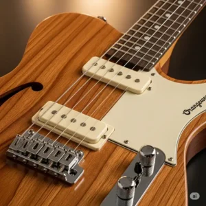 The Orangewood Dana Limited electric guitar, featuring its distinctive cutaway body and vintage-style pickups.