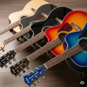 Collection of acoustic oscar schmidt guitar models from the OG10 series.
