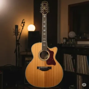 a full-body shot of a jumbo-sized Takamine 12 string guitar
