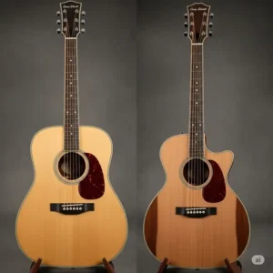 A comparison of two different acoustic oscar schmidt guitar models.
