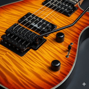 A vibrant red Jackson Dinky guitar, emphasizing its smaller body shape and double-cutaway design, which provides easy access to the upper frets.