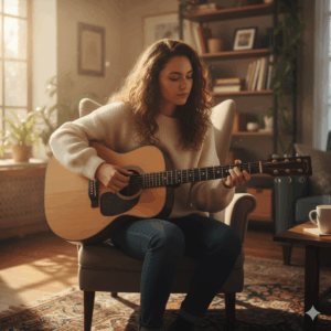 A thin body acoustic guitar comfortably placed in a gig bag, ready for travel, highlighting its portability and convenience for musicians on the go.
