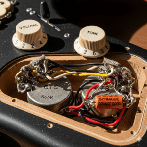 The high-output humbucker pickup on the Mean Street Custom "Unchained" guitar, designed for a powerful tone.