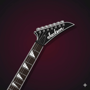 A detailed view of the high-output humbucker pickups on a Jackson guitar, designed to deliver the powerful, distortion-friendly tones essential for rock and metal music.