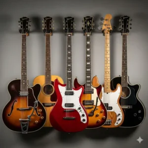  A musician playing a Kalamazoo guitar on a stage, demonstrating its use in a live performance setting.