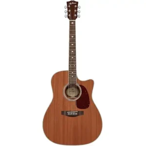 An illustration of a Jay Turser JTA-54F folk acoustic guitar with a mahogany satin finish.