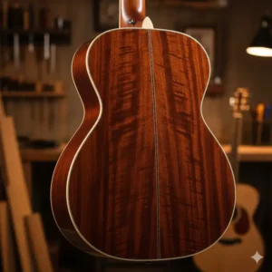The intricate rosette surrounding the soundhole of the breedlove 12 string guitar. 