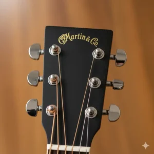 Martin Guitars logo prominently displayed on the headstock of a Martin Custom X Series guitar model.