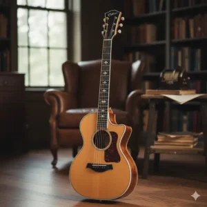 A compact Collings C10 parlor guitar, ideal for fingerstyle playing and travel. 